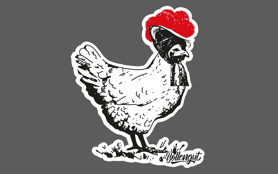 Huhn mit rotem Bollenhut